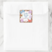 海モダンのエレガント誕生日下の水色2 スクエアシール (バッグ)