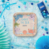 海モダンのエレガント誕生日下の水色5 ペーパープレート (パーティー)