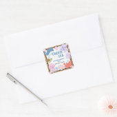 海モダンのエレガント誕生日下の水色 スクエアシール (封筒)