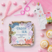 海モダンのエレガント誕生日下の水色 ペーパープレート (パーティー)