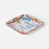 海モダンのエレガント誕生日下の水色 ペーパープレート (傾斜あり)