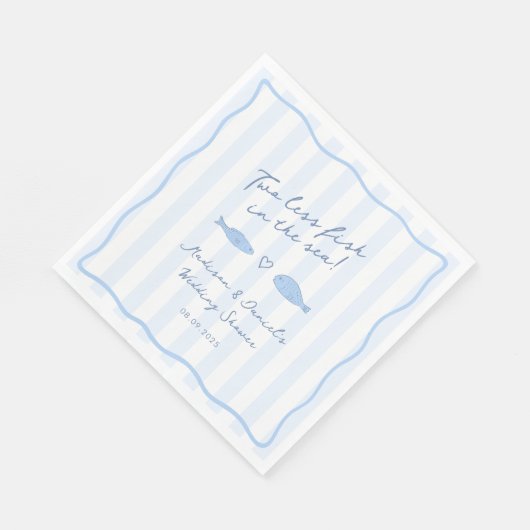 海モダンの中の青い二つ以下の魚のウェディングシャワー スタンダードランチョンナプキン (角)