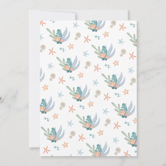 海モダンの赤ちゃんシャワーの下の青い少年の海 招待状 (裏面)