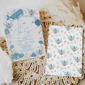 海モダンの赤ちゃんシャワーの下の青い少年の海 招待状