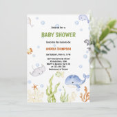 海モダンの赤ん坊のシャワー男女兼用の下 招待状 (スタンド正面)