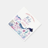 海モダンの赤ん男女兼用坊のシャワー スタンダードカクテルナプキン (角)