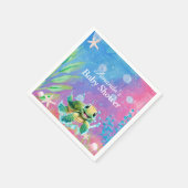 海モダンウミガメの赤ちゃんシャワー スタンダードカクテルナプキン (角)