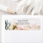 海モダンウミガメ水彩 ラベル (インサイチュ)