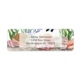 海モダンウミガメ水彩 ラベル