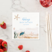 海モダンウミガメ稚魚の男の子のシャワー スタンダードカクテルナプキン (インサイチュ)