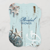 海モダンシーシェルビーチブライダルシャワー 招待状 (正面/裏面)