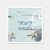 海モダンシーシェルビーチ結婚式 スタンダードカクテルナプキン (正面)