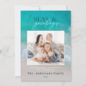 海モダンビーチファミリーフォトホリデーカード シーズンカード (正面)