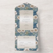 海モダンフローラサテン&パールズディナー オールインワン招待状 (内側)