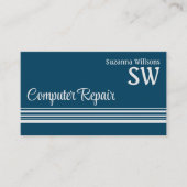 海モダンブルーライトグレストライプー(モノグラム) 名刺 (正面)