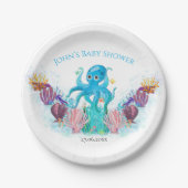 海モダンベビータコ水色カラフルP ペーパープレート (正面)