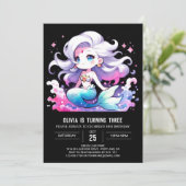 海モダンマーメイド誕生日 招待状 (スタンド正面)