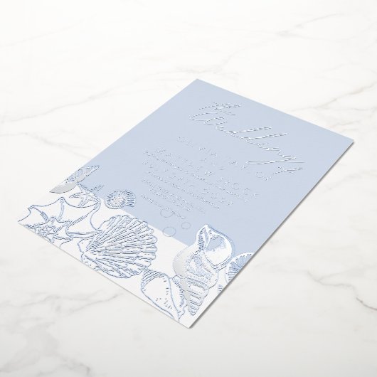 海モダン実在銀フォイル結婚式招待状 箔招待状 (回転した状態)