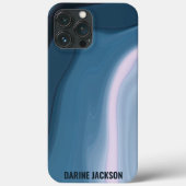 海モダン波状青色海水彩モノグラム Case-Mate iPhoneケース (裏面)