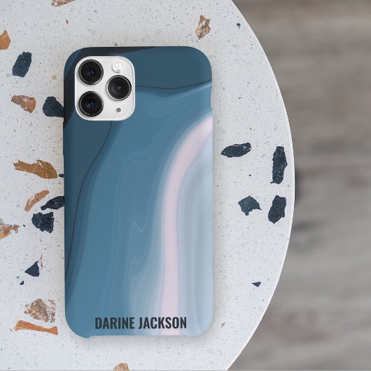 海モダン波状青色海水彩モノグラム Case-Mate iPhoneケース