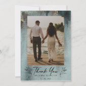 海モダン洋の水の色と金ゴールド写真 サンキューカード (正面)