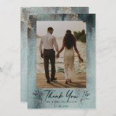 海モダン洋の水の色と金ゴールド写真 サンキューカード (正面/裏面)