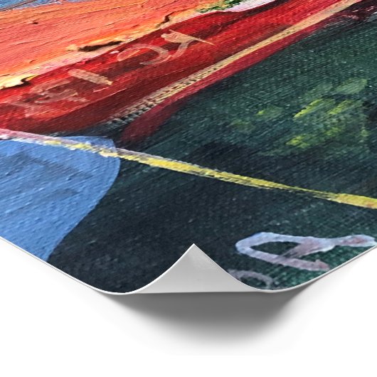 海モダン絵画の赤い船 ポスター (角)