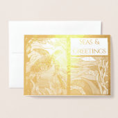 海モダン航海の海&あいさつウミガメ 箔カード (封筒付き正面)