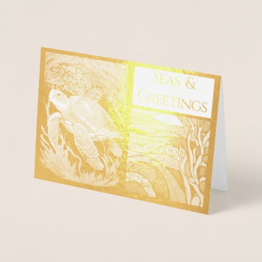 海モダン航海の海&あいさつウミガメ 箔カード (正面)