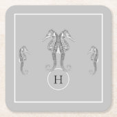 海モダン航海の馬グレー スクエアペーパーコースター (正面)