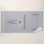 海モダン航海の馬グレー ビーチタオル (正面)