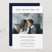 海モダン軍| 1枚の写結婚真 招待状 (正面/裏面)