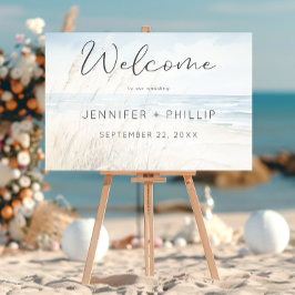 海モダン辺の水の色結婚の歓迎 ポスター