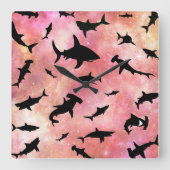 海モダン銀河系 スクエア壁時計 (正面)