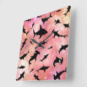 海モダン銀河系 スクエア壁時計 (傾斜)