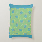 海モノグラムの亀ブルーイエローグリーン アクセントクッション (裏面(縦))