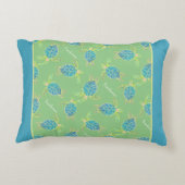 海モノグラムの亀ブルーイエローグリーン アクセントクッション (裏面)