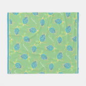 海モノグラムの亀ブルーイエローグリーン フリースブランケット (正面(横))