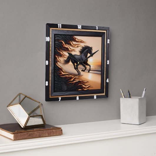 海モルガン乗り：シャーレッド・グレイン・イメージ。 スクエア壁時計 (オフィス)