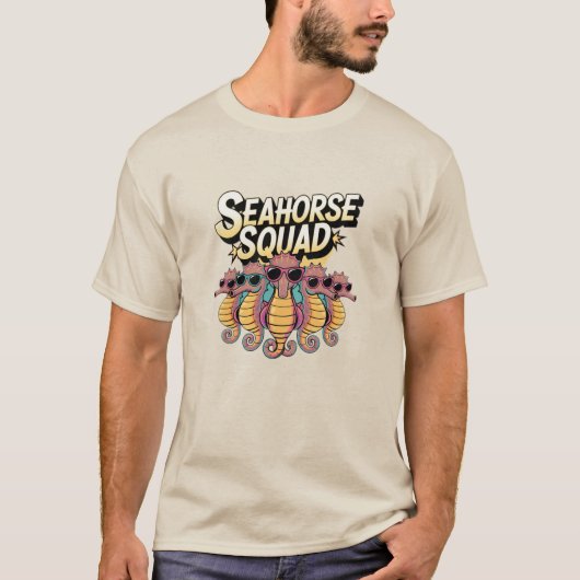 海ユーモアのある生:乗馬デザイン Tシャツ (正面)