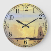 海ヨットセーリングセーリングボート海ボートウォールクロック ラージ壁時計 (正面)