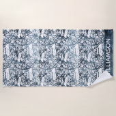 海ライフマンタレイモノグラム ビーチタオル (正面)