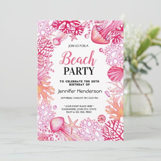 海ライフ水彩の誕生日 招待状 (スタンド正面)