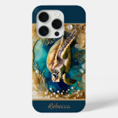 海ライフ海洋生物カメ金ゴールド真珠 Case-Mate iPhoneケース (裏面)