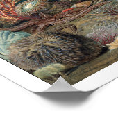 海ライフ絵画ヴィンテージと海の生き物 ポスター (角)