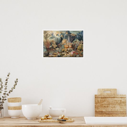 海ライフ絵画ヴィンテージと海の生き物 ポスター (キッチン)