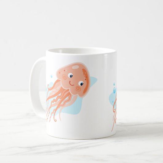 海ライフ。クラゲ。かわいい水中世界 コーヒーマグカップ (正面左)
