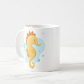 海ライフ。シーホース。かわいい水中世界 コーヒーマグカップ (正面左)