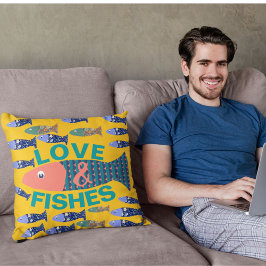 海ライフ、ビーチハウス、魚の恋人 クッション