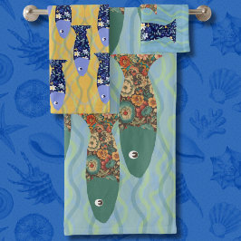 海ライフ、ビーチハウス、魚の恋人 バスタオルセット